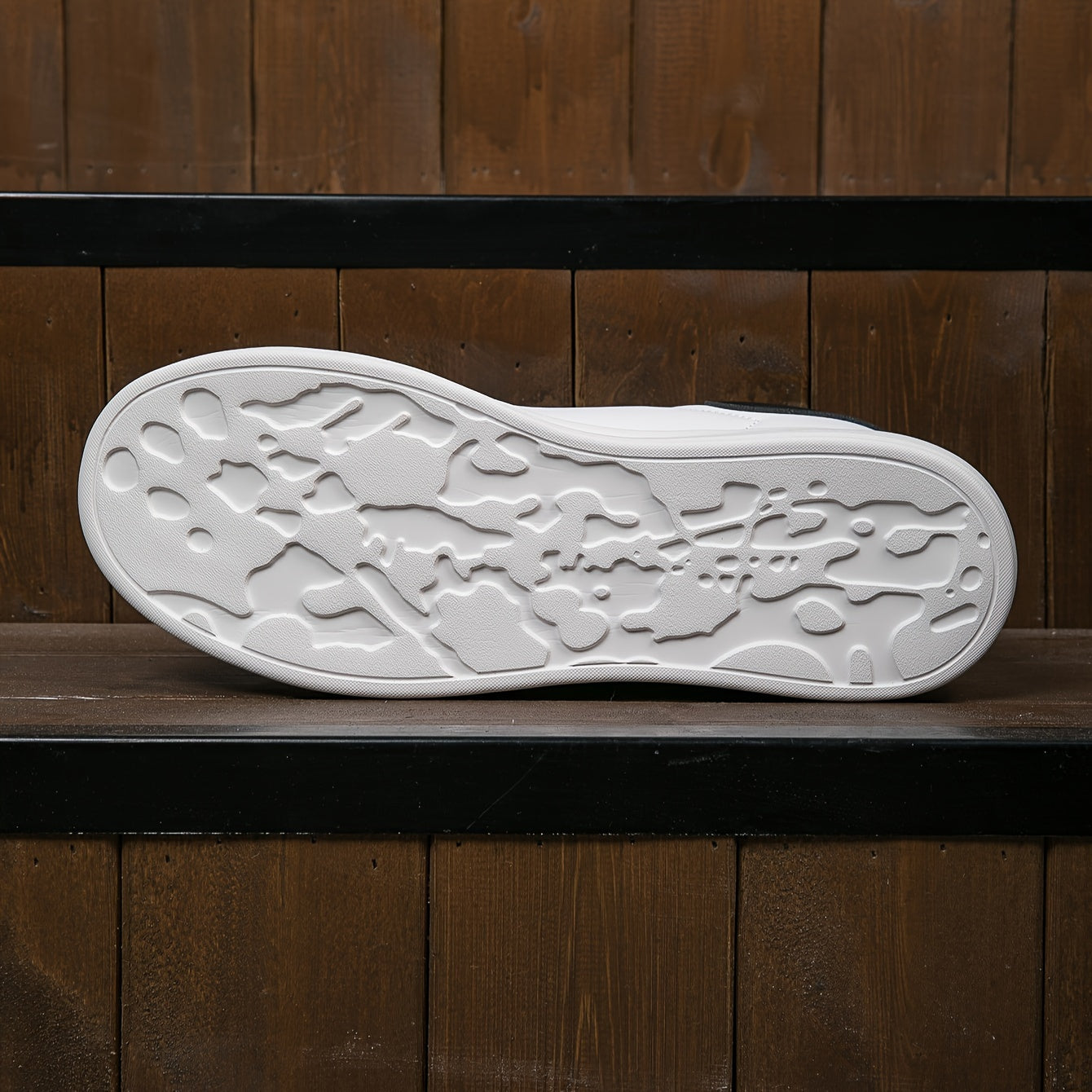 Women’s Classic White Sneakers – Black Heel Edition