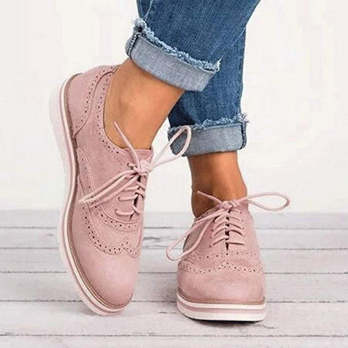 Women’s Soft Suede Oxford Shoes – Blush Pink Edition