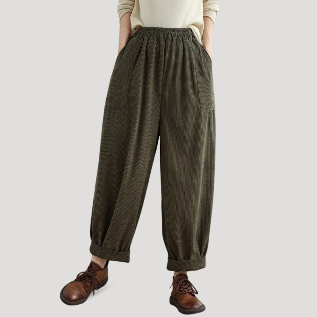 Women’s corduroy wide leg pants – high waisted