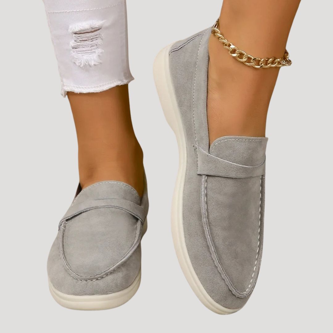 Women's suede casual loafer shoes