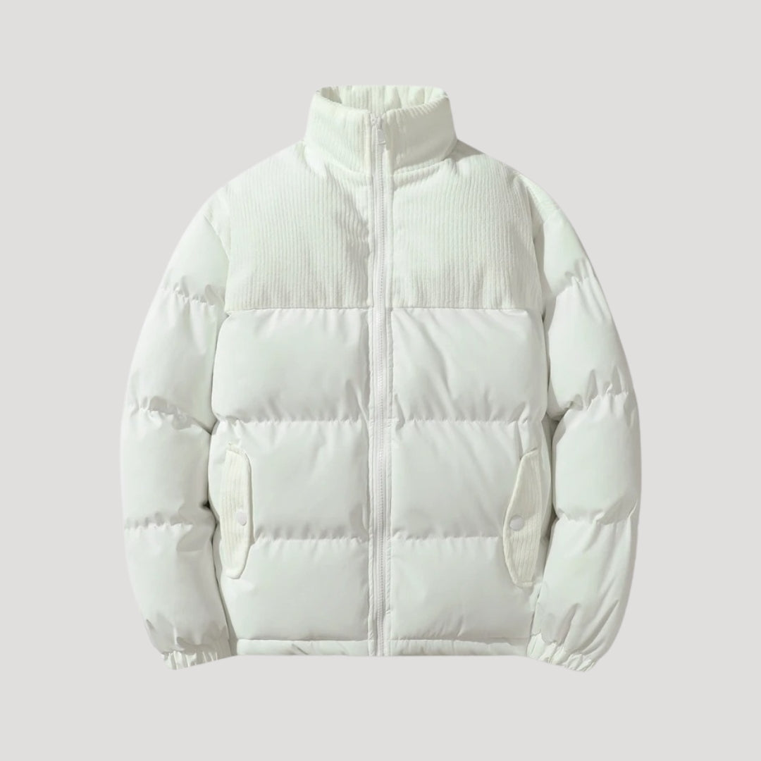 Corduroy Panel Puffer Jacket – Winter Comfort Edition