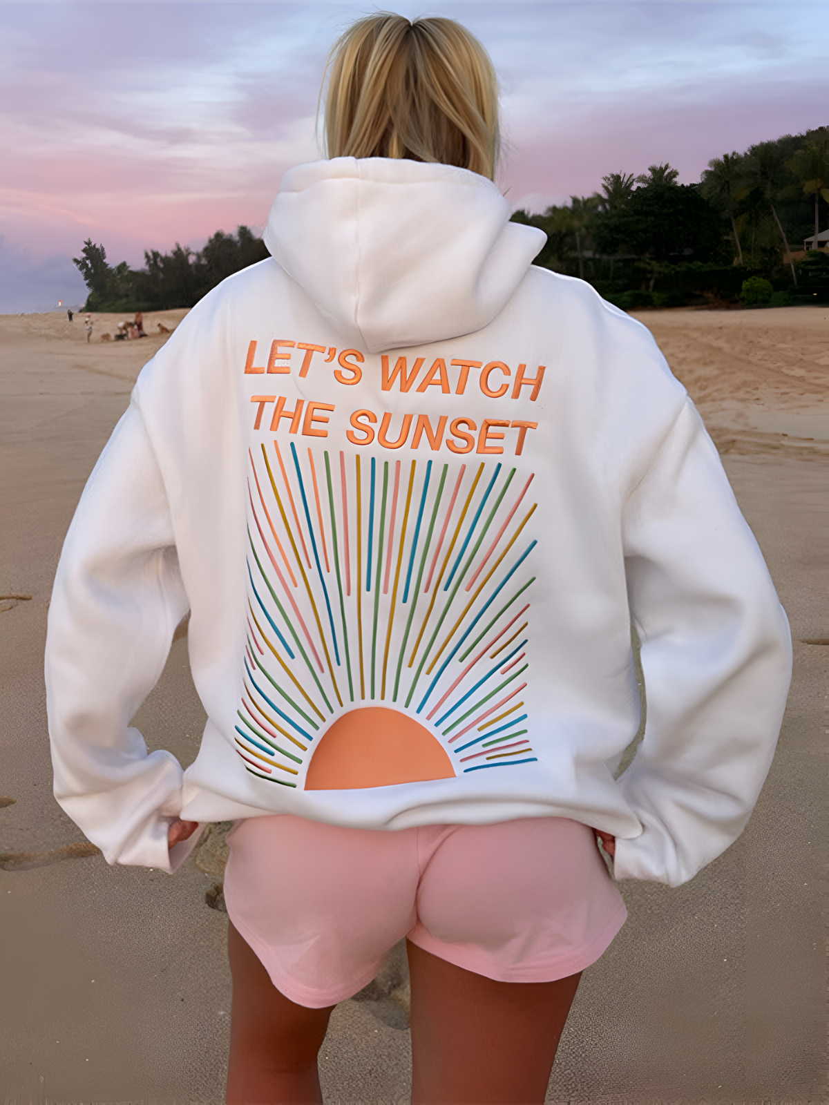Women’s “Let’s Watch the Sunset” Oversized Hoodie – Soft Cozy Graphic Sweatshirt