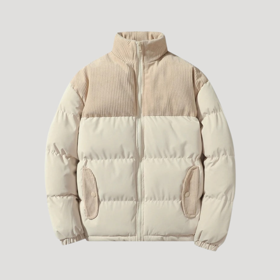 Corduroy Panel Puffer Jacket – Winter Comfort Edition