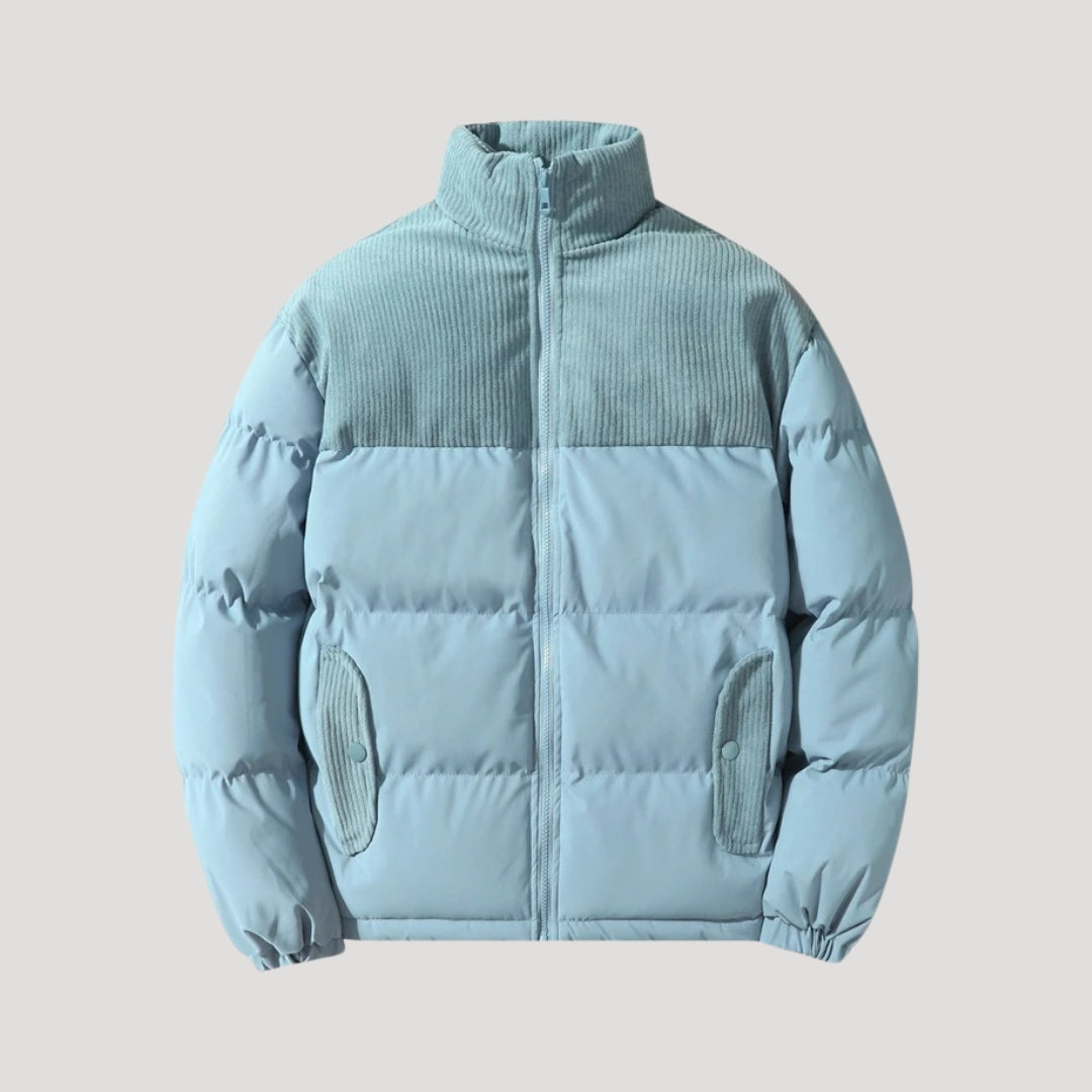 Corduroy Panel Puffer Jacket – Winter Comfort Edition