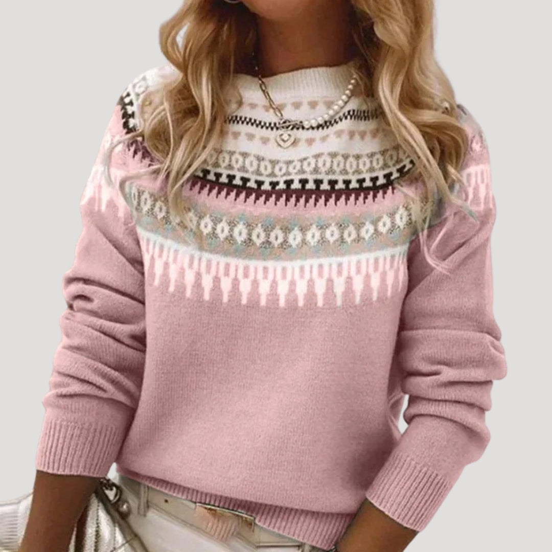 Women’s Nordic Pattern Knit Sweater – Winter Cozy Edition