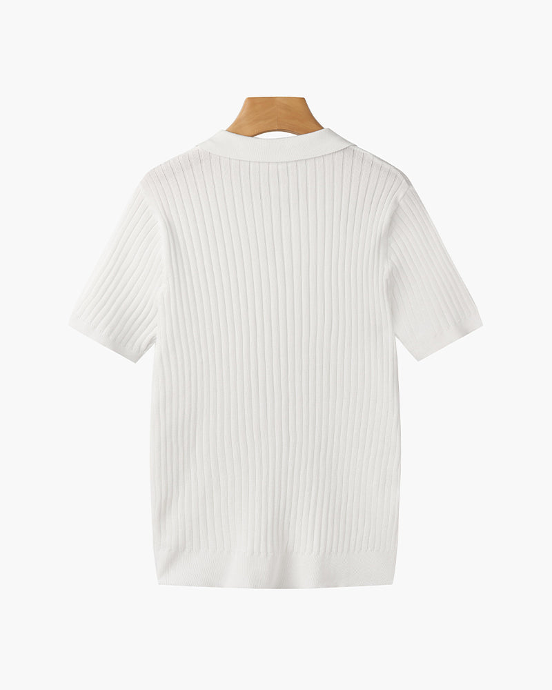 Ribbed Knit Polo Shirt – Smart Minimalist Style