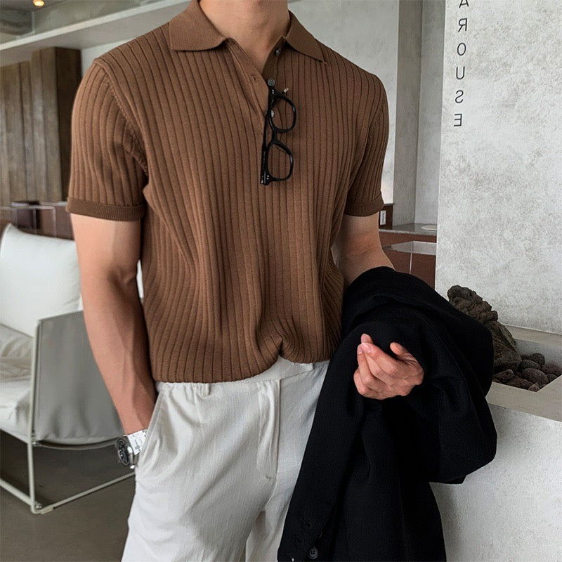 Ribbed Knit Polo Shirt – Modern Minimal Essential by Luxoo