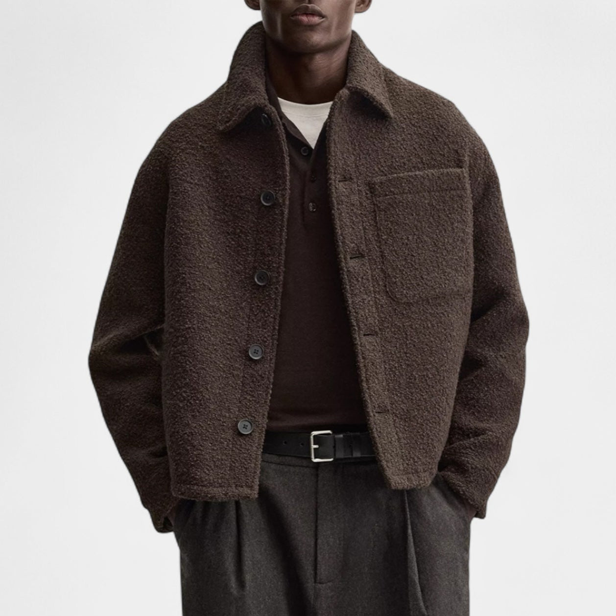 Men’s Textured Wool Overshirt – Soft, Warm & Modern Minimalist