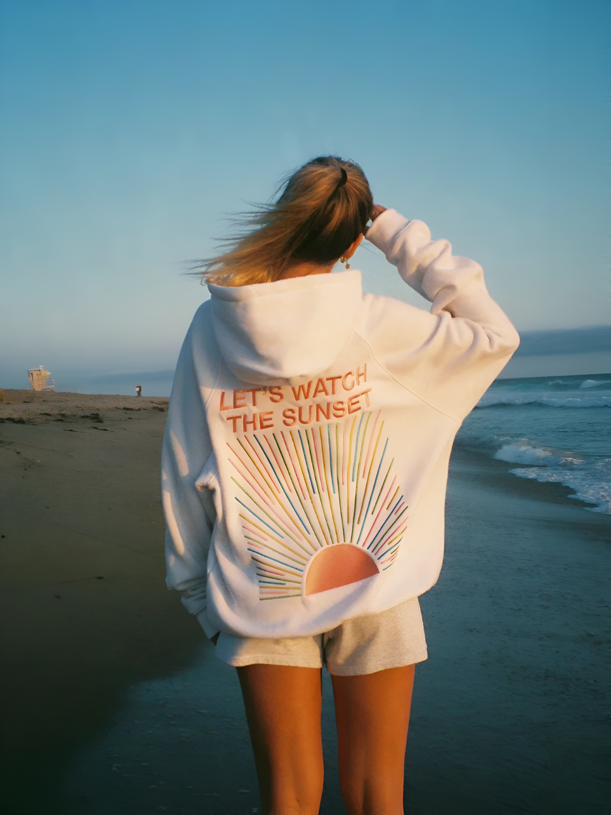 Women’s “Let’s Watch the Sunset” Oversized Hoodie – Soft Cozy Graphic Sweatshirt