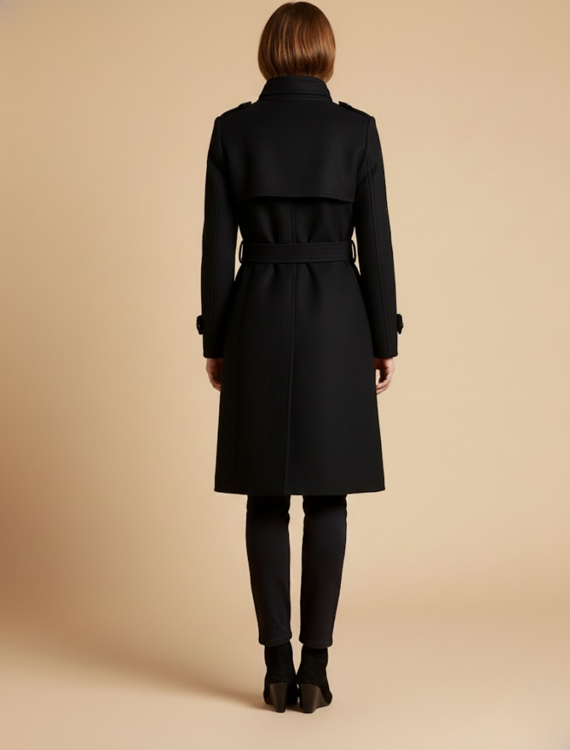 Elegant Double-Breasted Belted Long Coat – Timeless & Structured