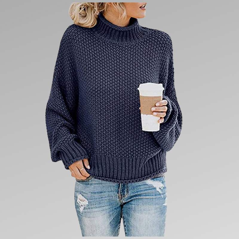 Cozy Textured Knit Turtleneck Sweater – Relaxed Everyday Fit