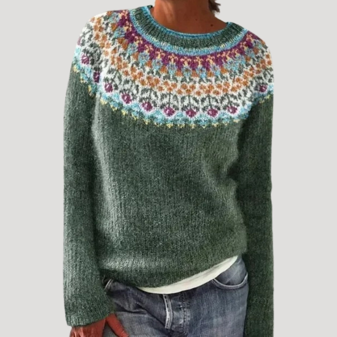 Women’s Nordic Pattern Knit Sweater – Soft & Cozy Winter Essential