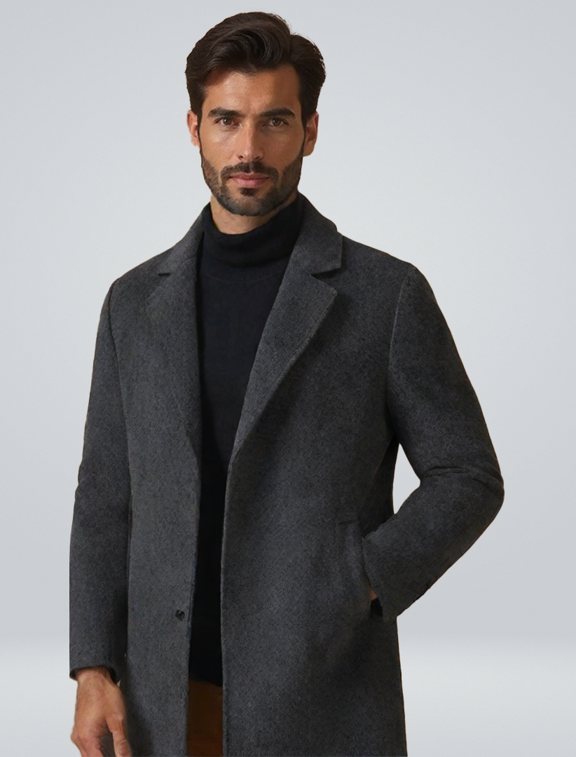 Men’s Classic Wool Blend Overcoat – Warm, Tailored & Timeless Style