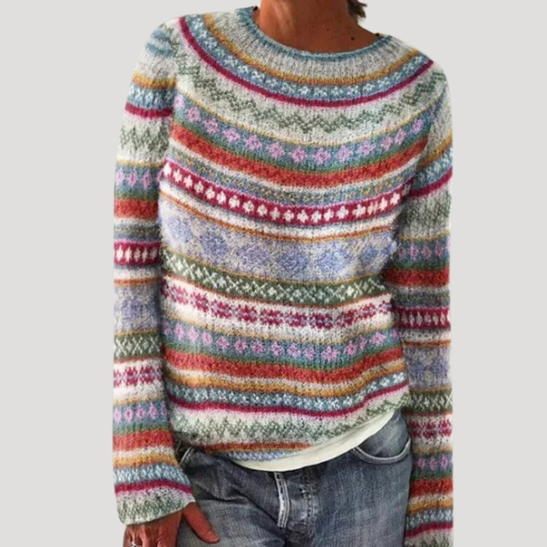 Women’s Nordic Pattern Knit Sweater – Soft & Cozy Winter Essential