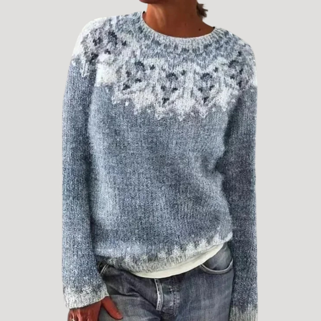 Women’s Nordic Pattern Knit Sweater – Soft & Cozy Winter Essential