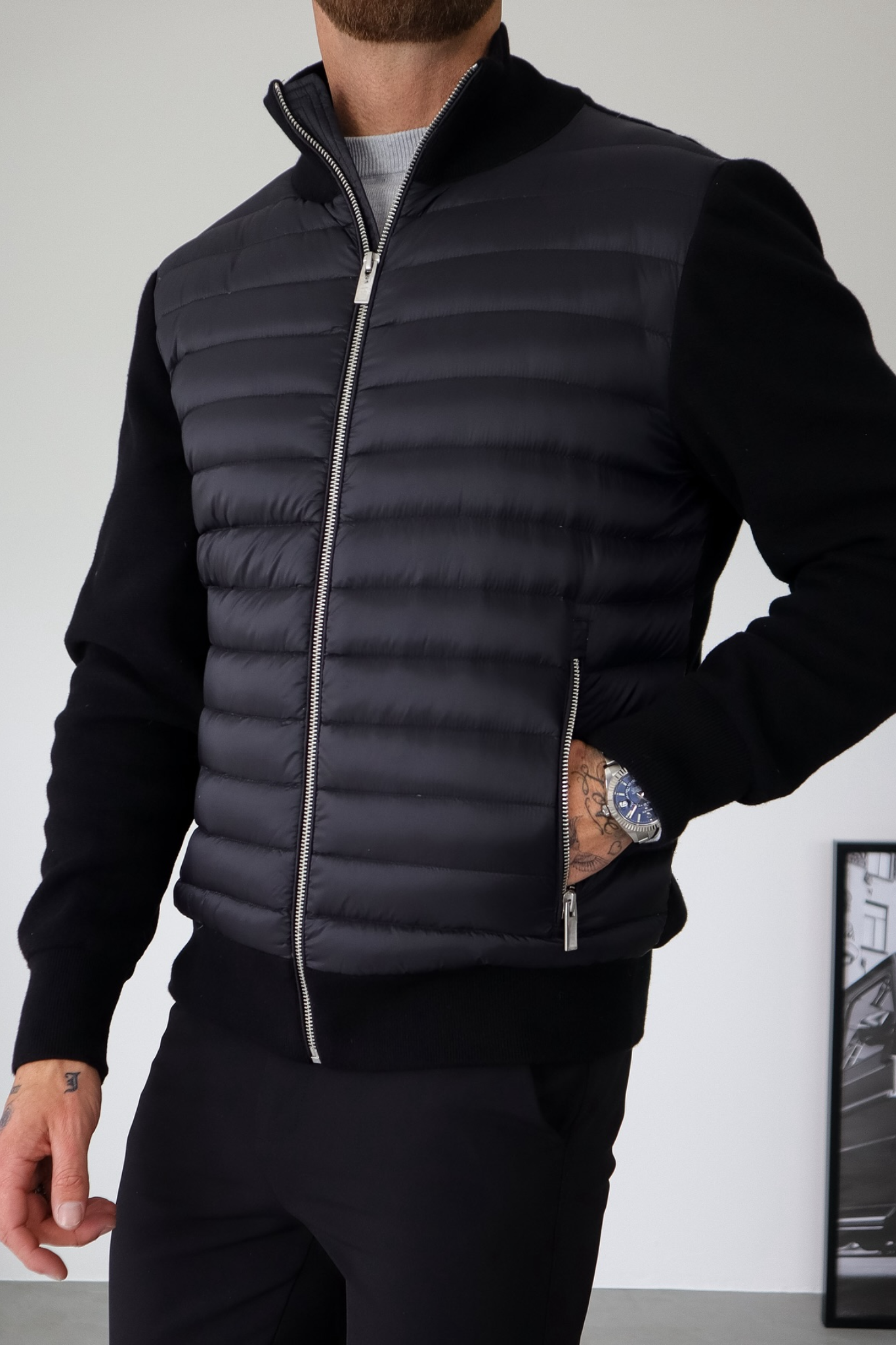 Hybrid Puffer Knit Jacket