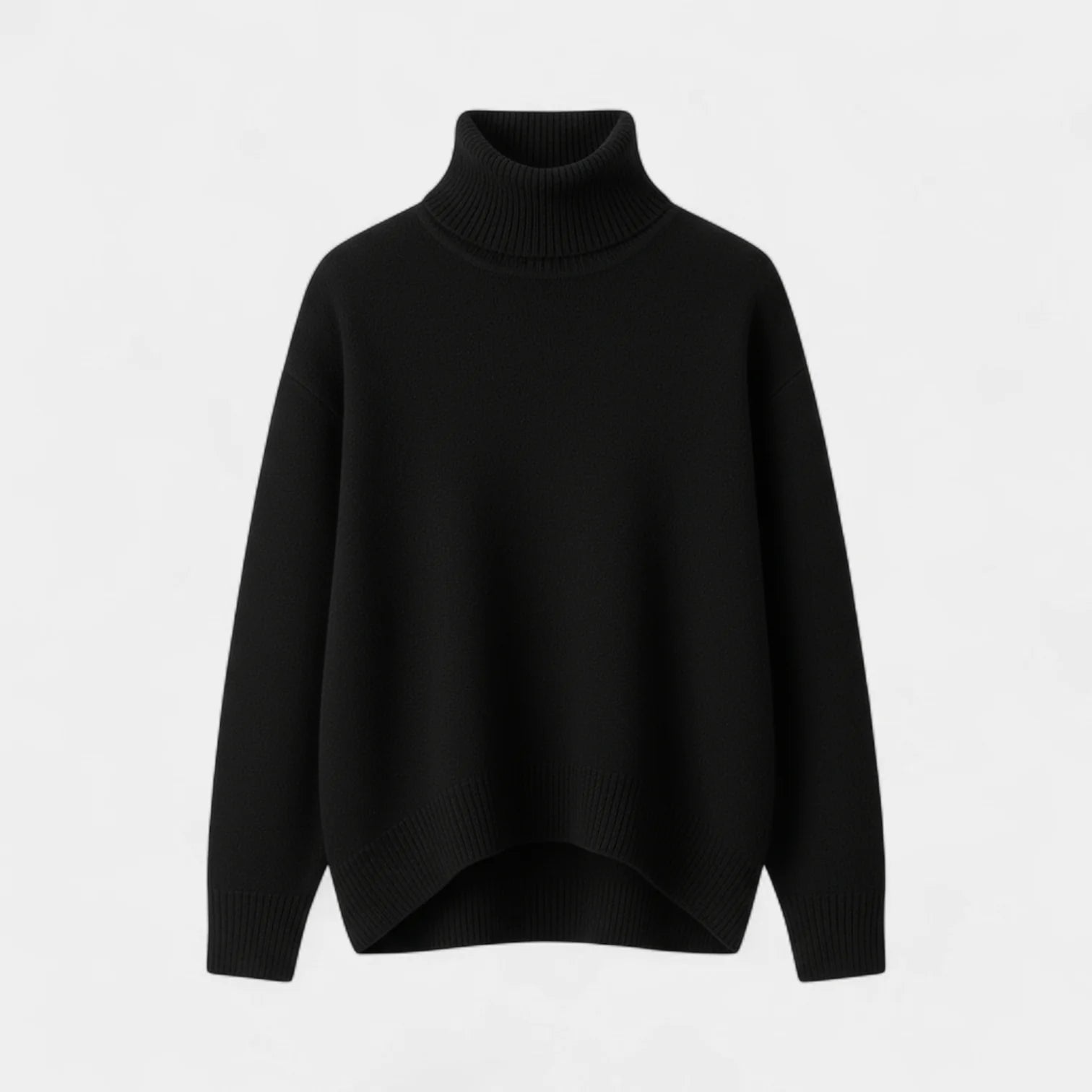 Classic Black Turtleneck Knit Sweater for Women
