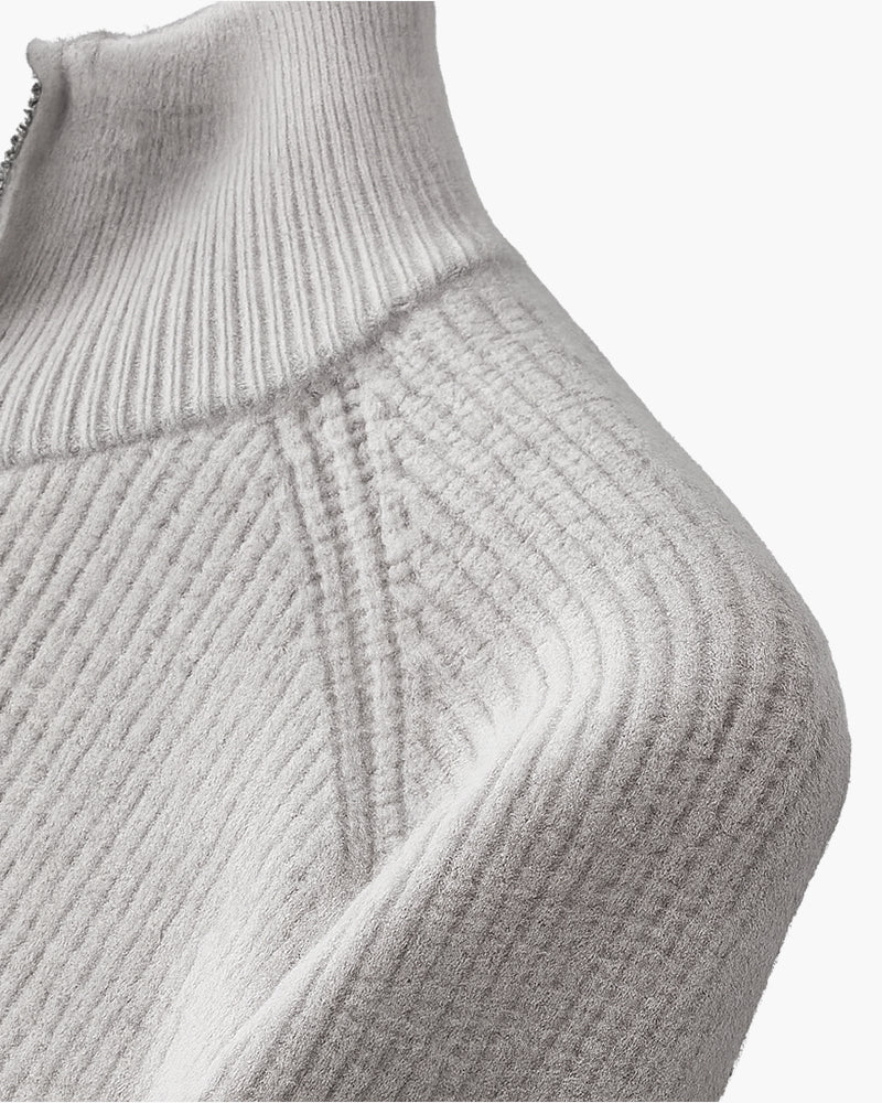 men’s knit sweater, half zip jumper, ribbed knit, cotton blend, casual winter wear