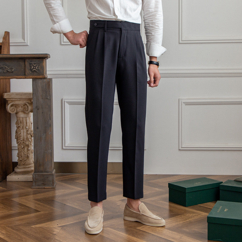 Tailored Pleated Ankle Trousers – Modern Smart Fit by