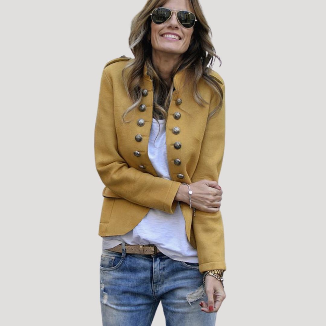 Women’s Vintage Military-Style Button Jacket