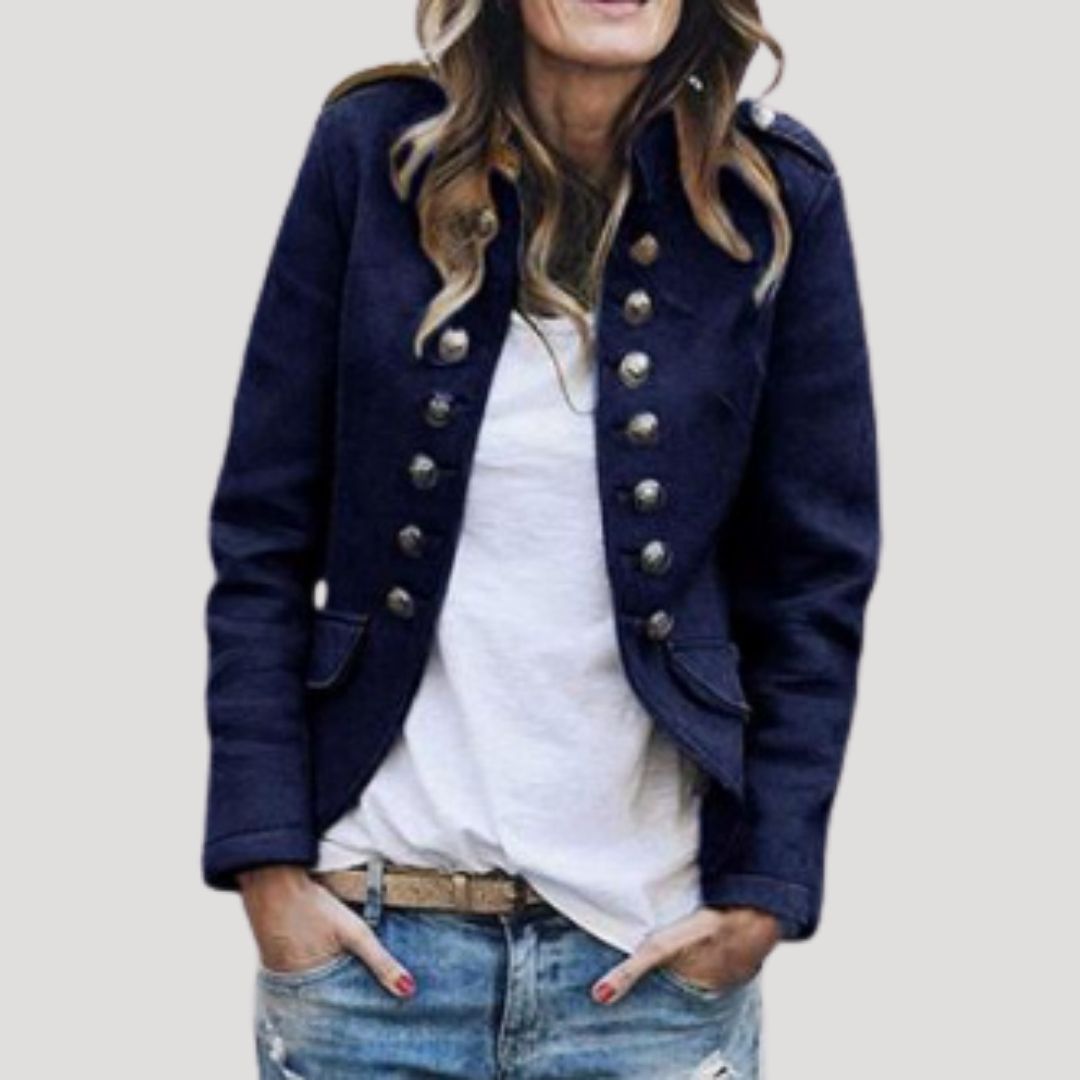 Women’s Vintage Military-Style Button Jacket