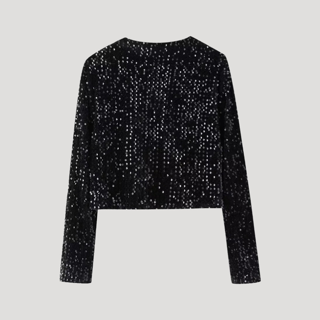 Women’s Elegant Bow-Detail Sequin Cardigan – Chic Party Edition