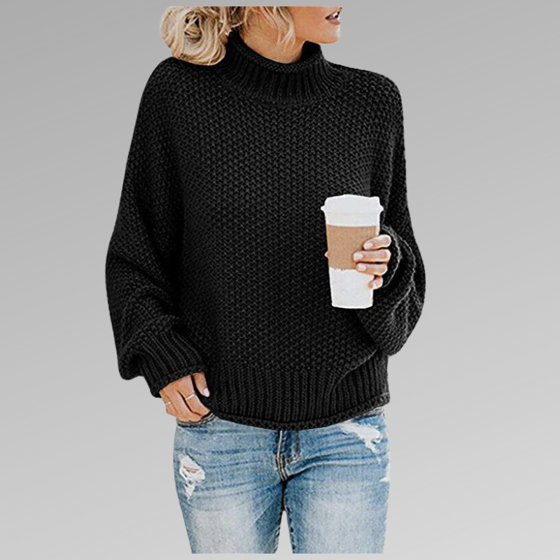 Cozy Textured Knit Turtleneck Sweater – Relaxed Everyday Fit