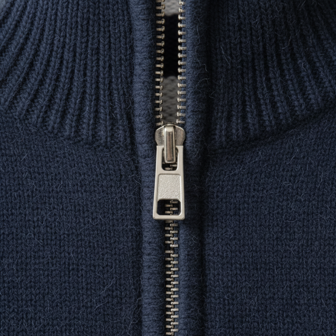 Cambridge Striped Half-Zip Knit – Navy & Stone