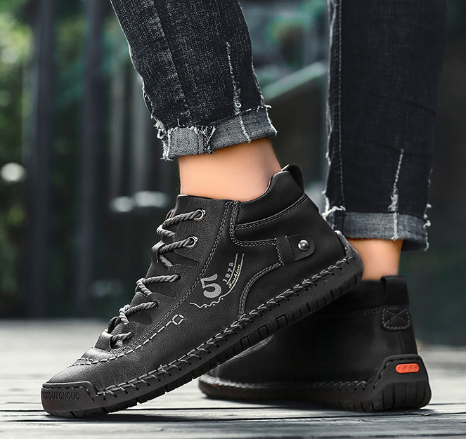 Men’s Casual Leather Shoes – Hand-Stitched Comfort & Rugged Style