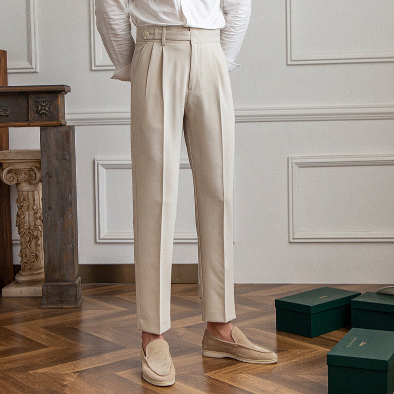 Tailored Pleated Ankle Trousers – Modern Smart Fit by