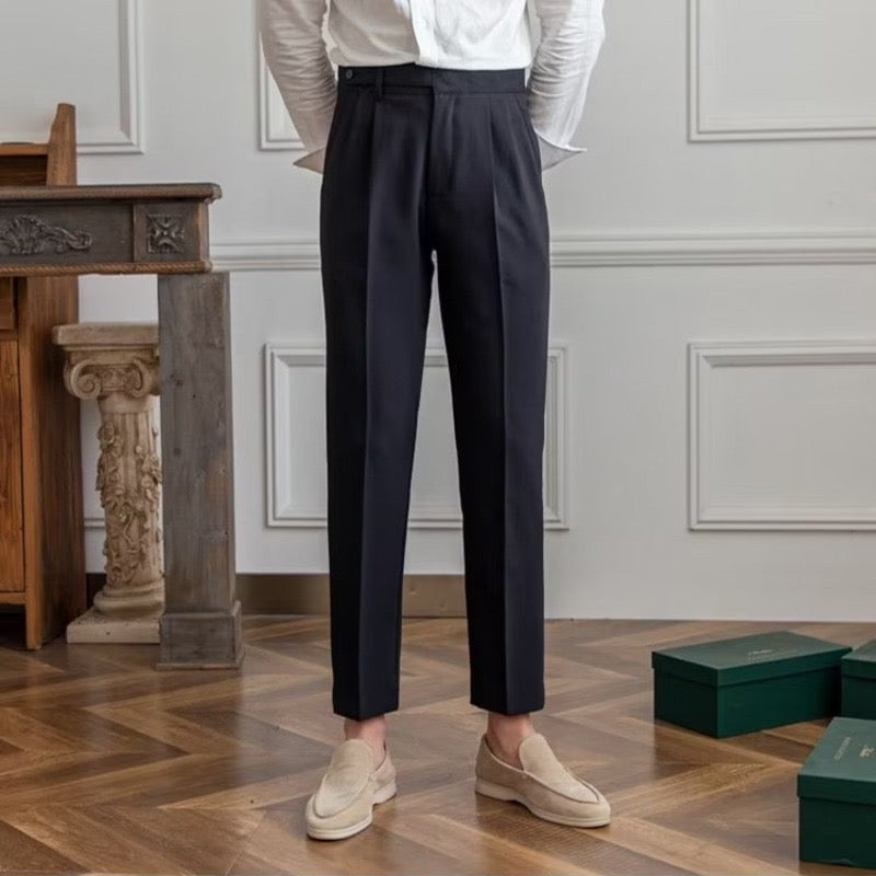 Tailored Pleated Ankle Trousers – Modern Smart Fit by