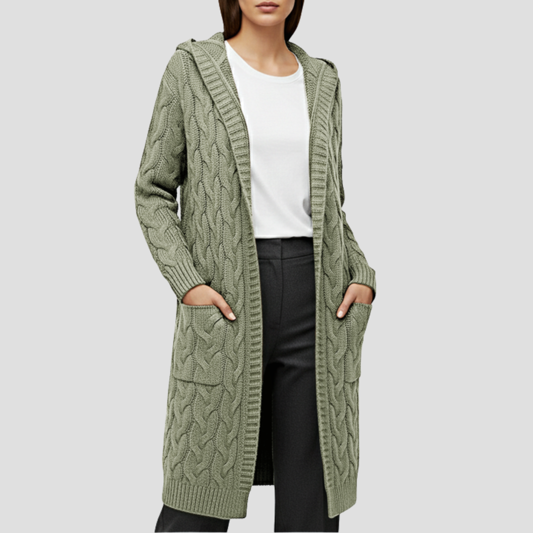 Elise | Cable Knit Long Cardigan