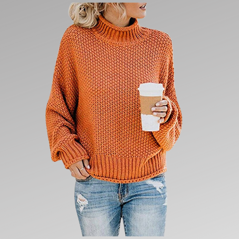 Cozy Textured Knit Turtleneck Sweater – Relaxed Everyday Fit