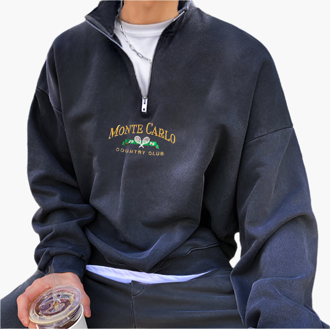 Men’s Half-Zip Sweatshirt – Monte Carlo Country Club Vintage Pullover
