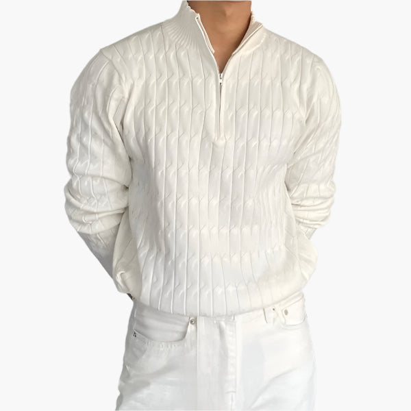 Men’s Cable Knit Half-Zip Sweater – Premium Soft Cotton Blend Jumper