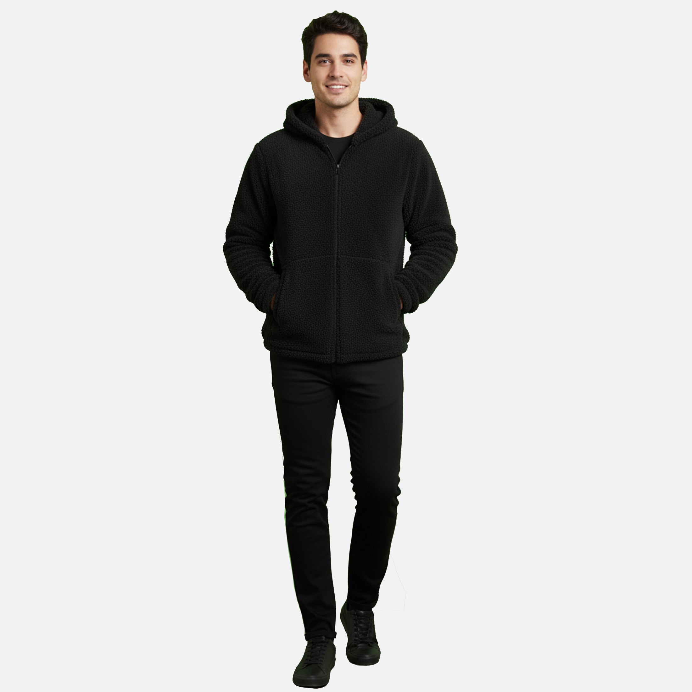 Men’s Sherpa Fleece Zip Hoodie – Ultra-Soft, Warm & Cozy Winter Comfort