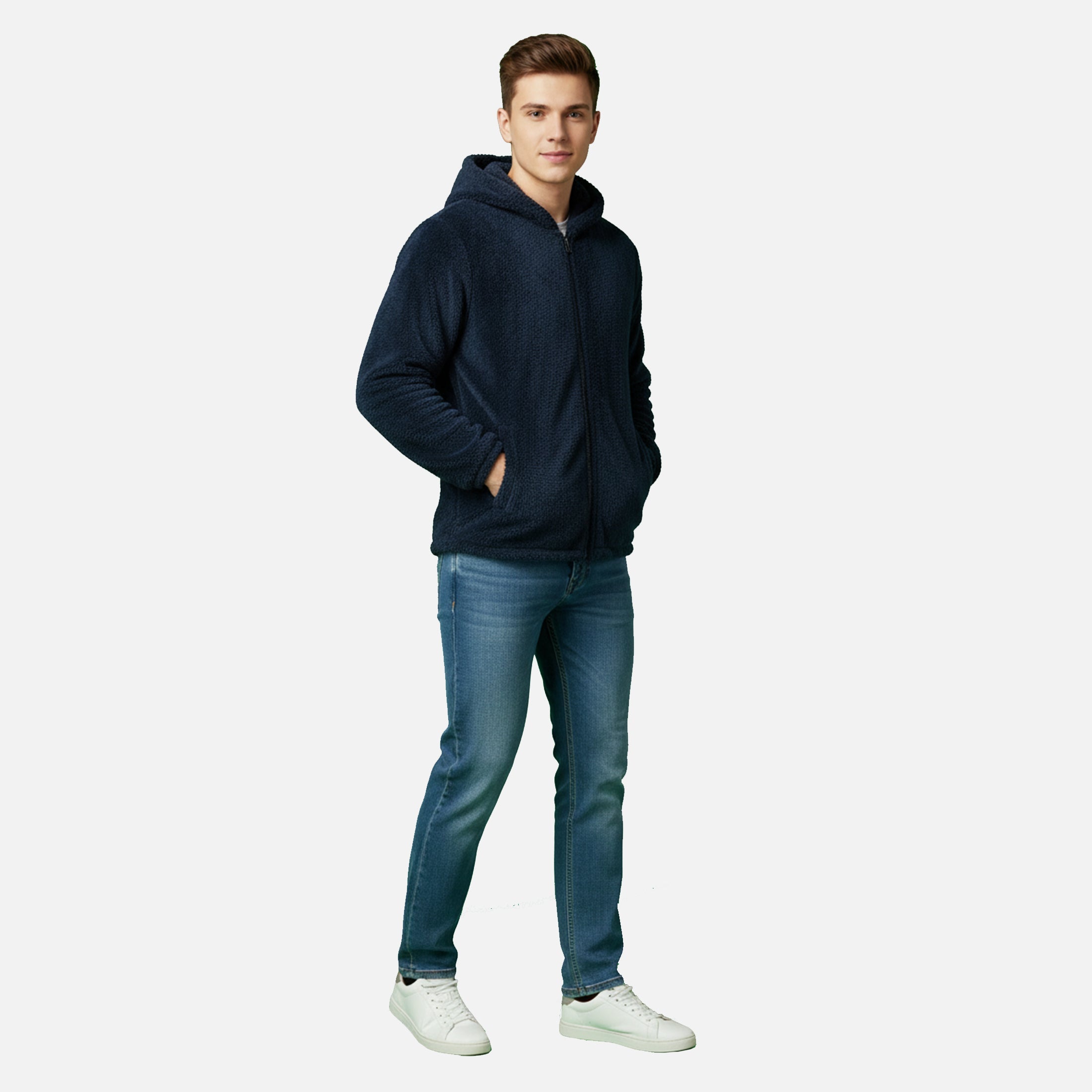 Men’s Sherpa Fleece Zip Hoodie – Ultra-Soft, Warm & Cozy Winter Comfort