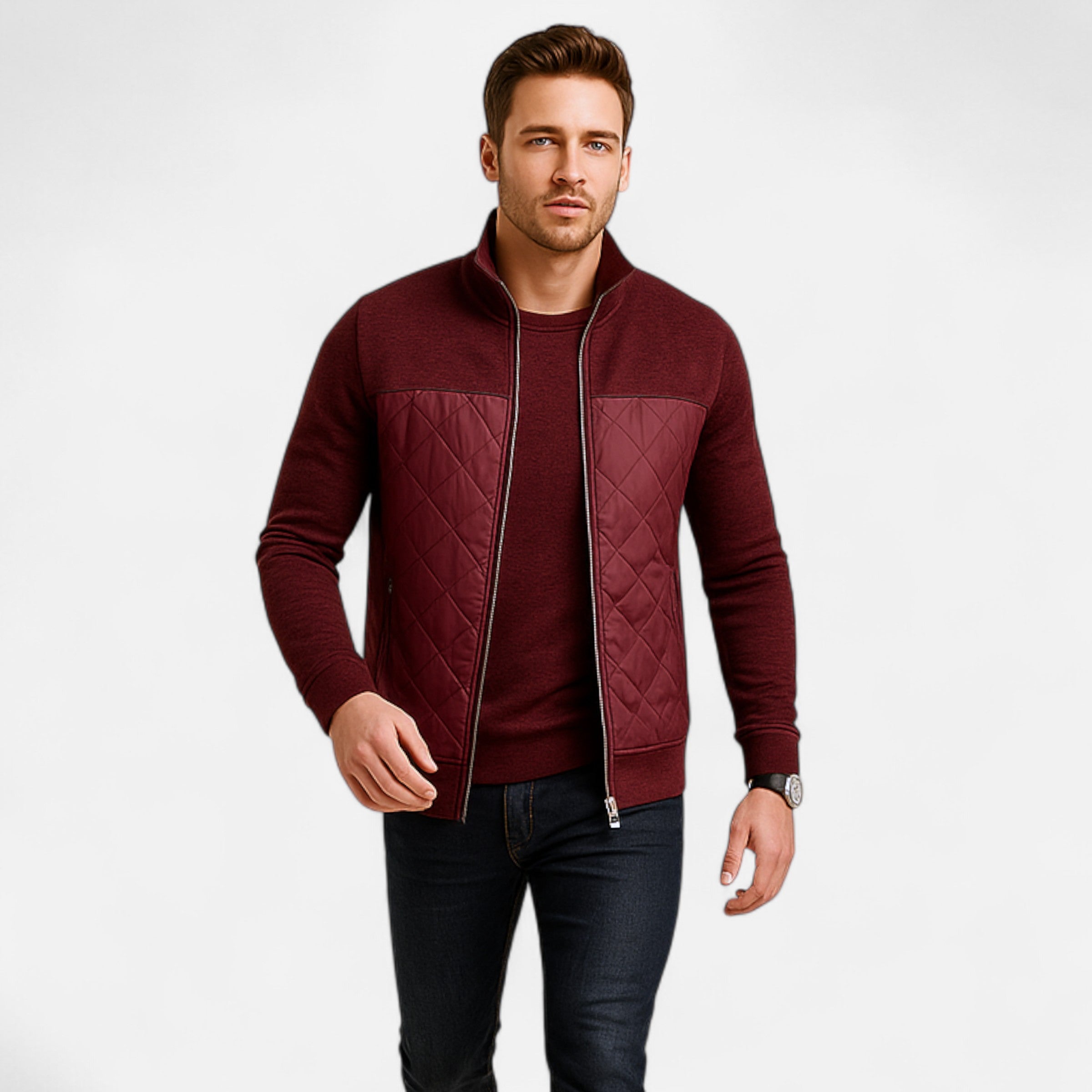 Dorevelle | Men’s Zip Jacket – Refined Knit Autumn Elegance