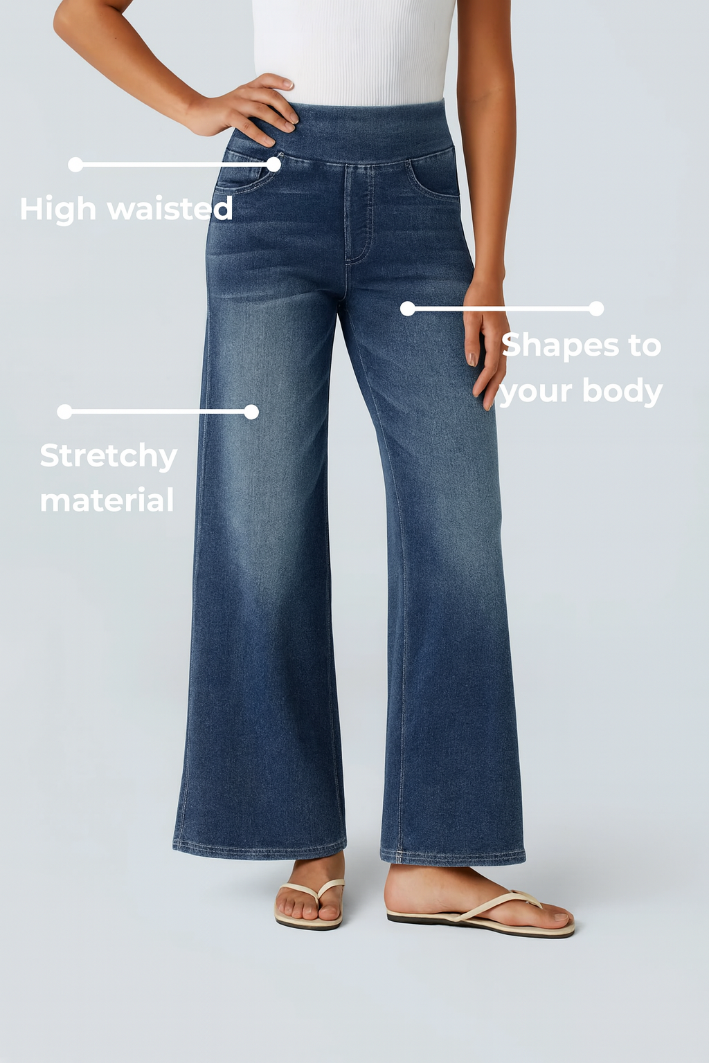 High-Waist Wide-Leg Stretch Denim Jeans for Women