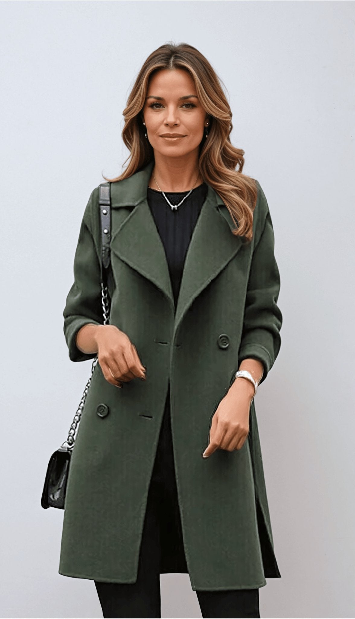 Coat - Double Breasted Button Front And Warm Lined Layering