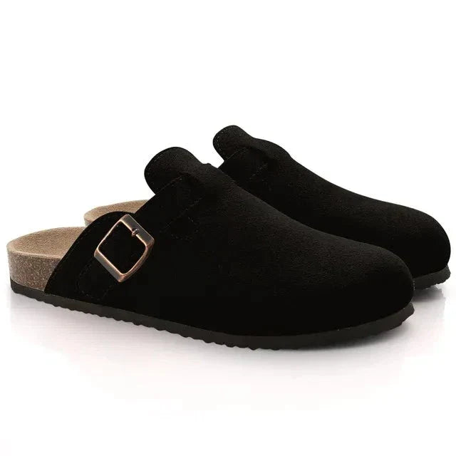 Premium Suede Comfort Clogs – Soft Slip-On Mule with Adjustable Buckle