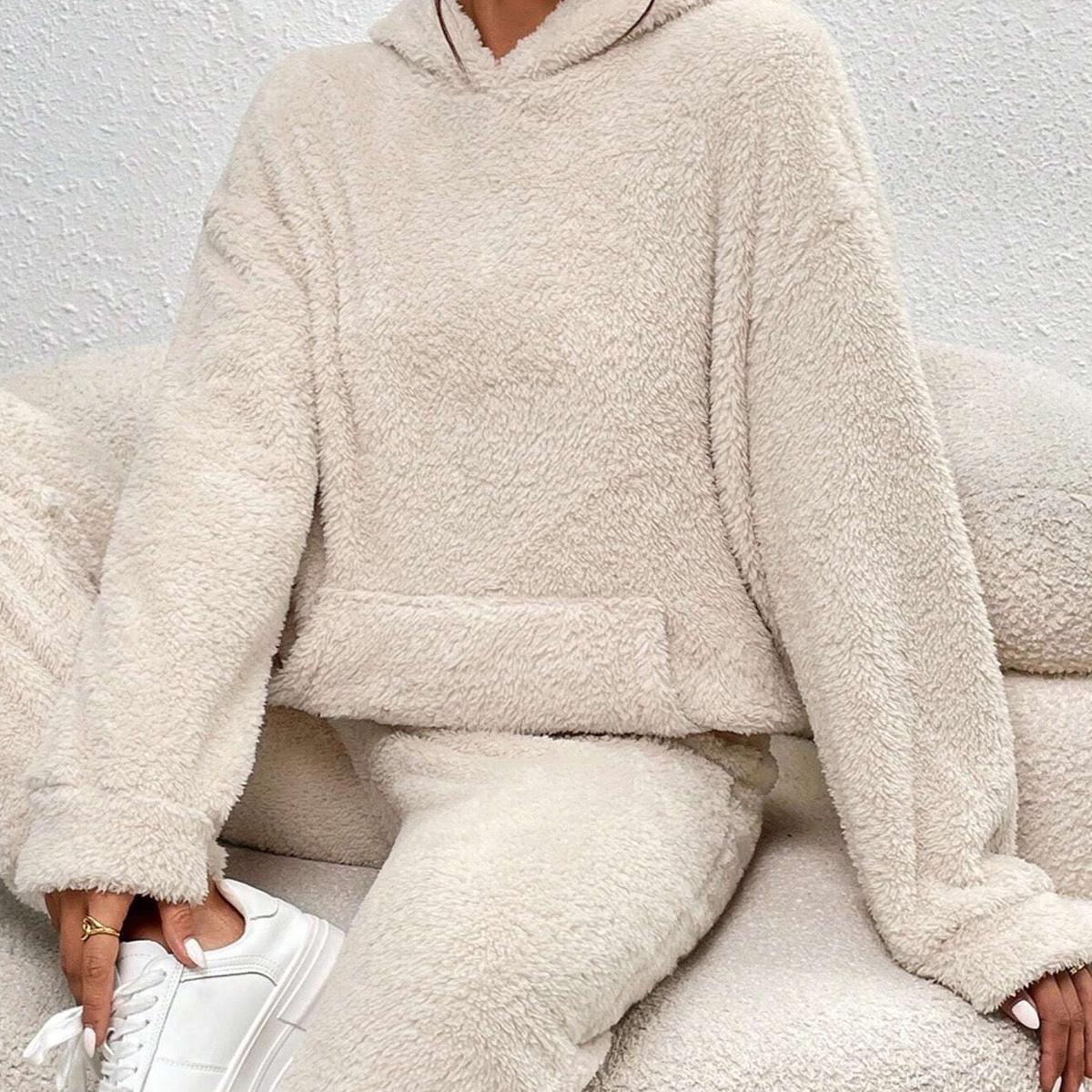 Cozy Teddy Loungewear Set With Hoodie And Pants