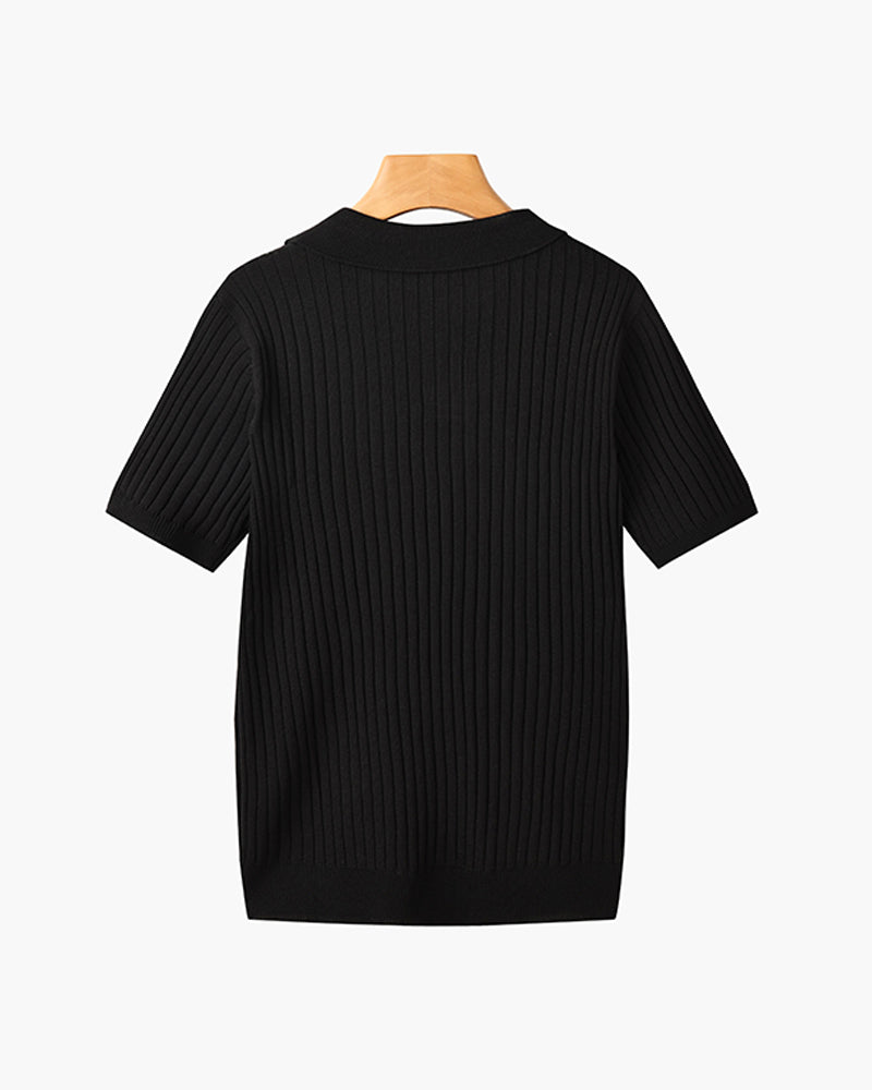 Ribbed Knit Polo Shirt – Smart Minimalist Style