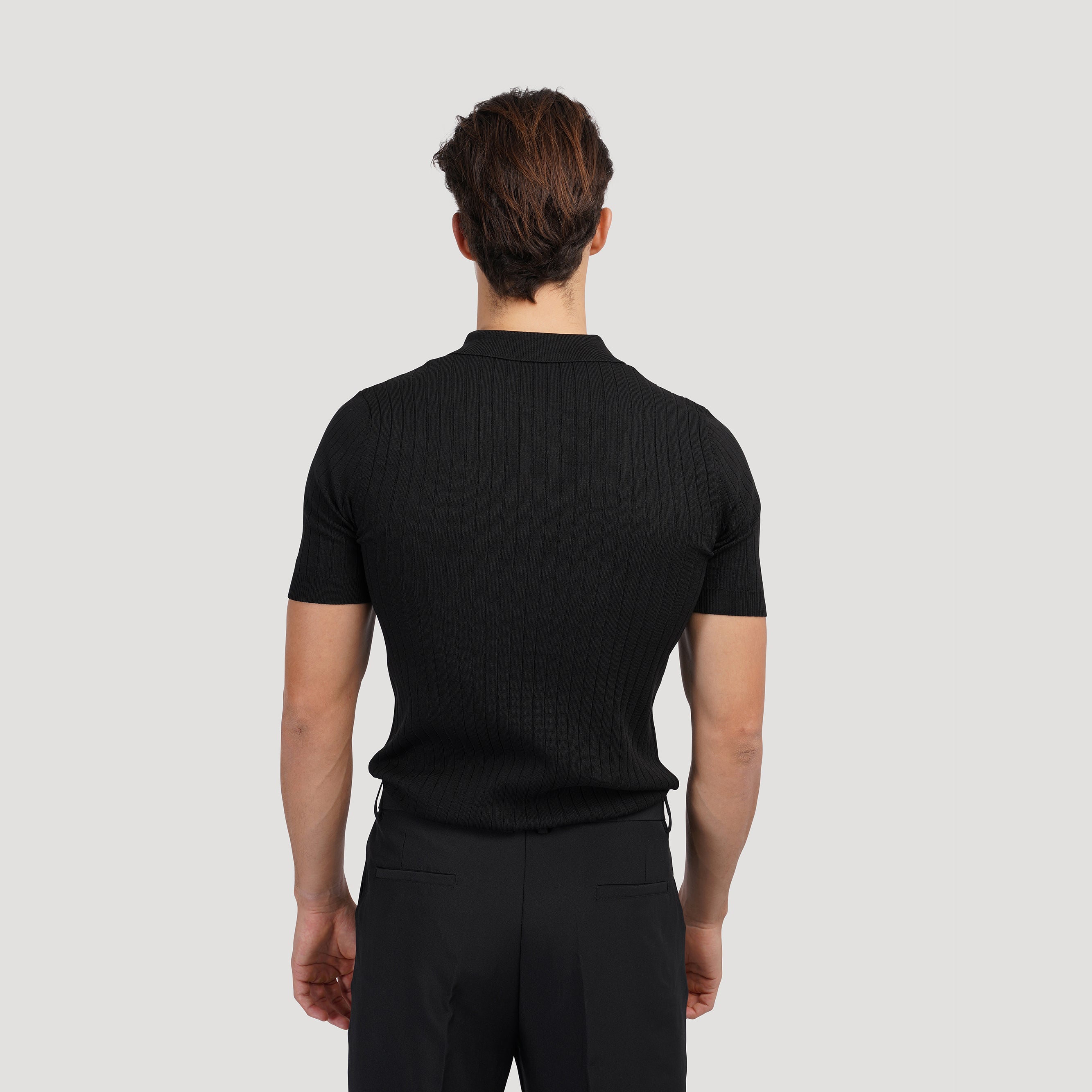 Ribbed Knit Polo Shirt – Modern Minimal Essential by Luxoo