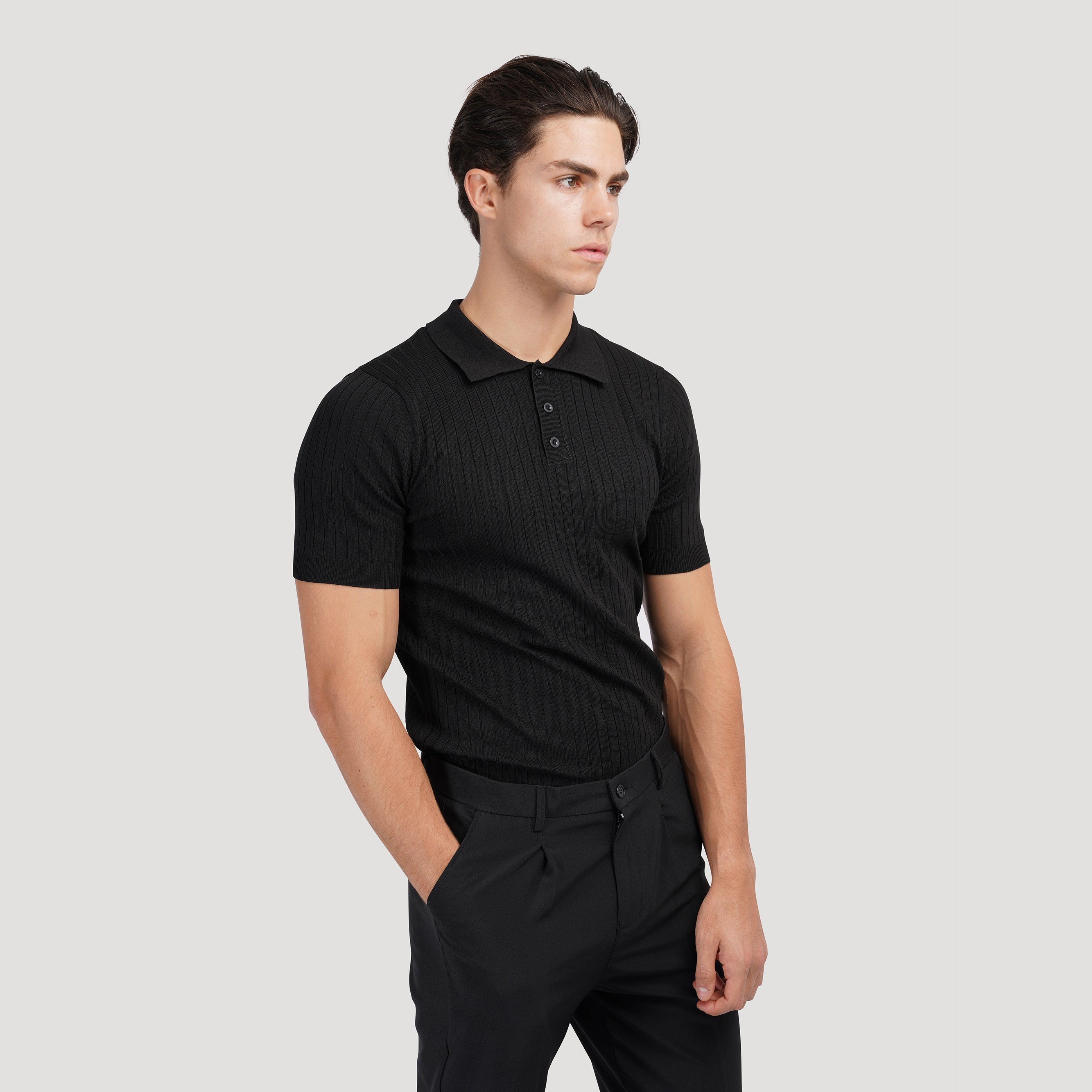 Ribbed Knit Polo Shirt – Modern Minimal Essential by Luxoo