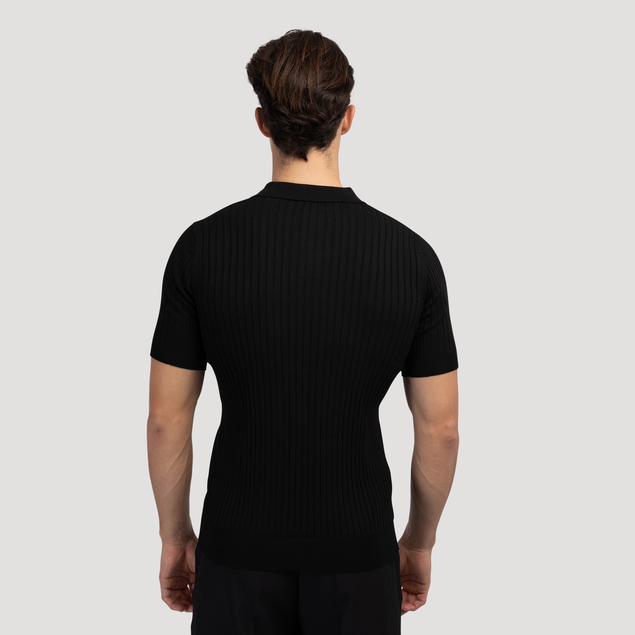 Ribbed Knit Polo Shirt – Smart Minimalist Style