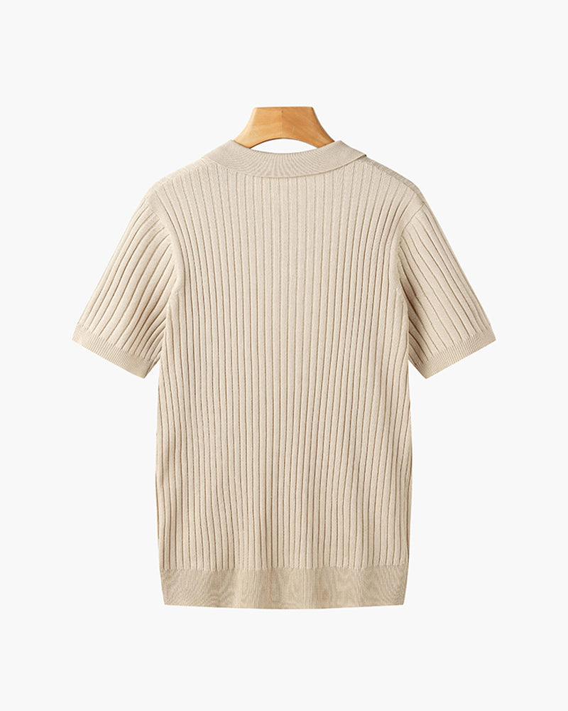 Ribbed Knit Polo Shirt – Smart Minimalist Style