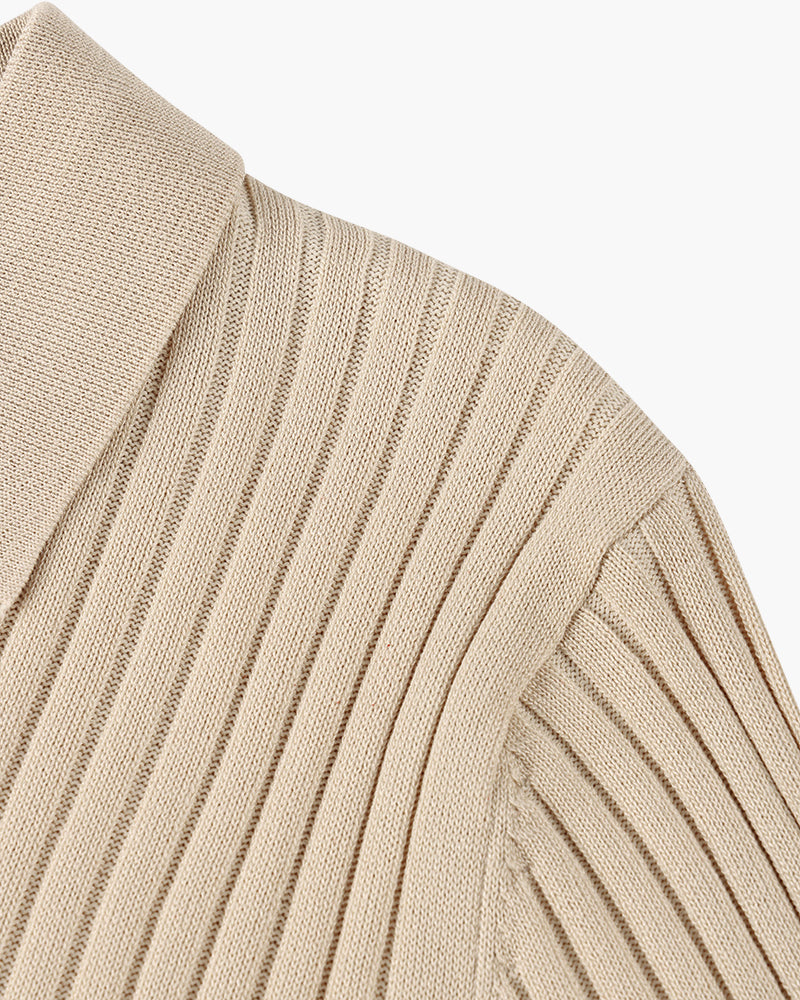 Ribbed Knit Polo Shirt – Smart Minimalist Style