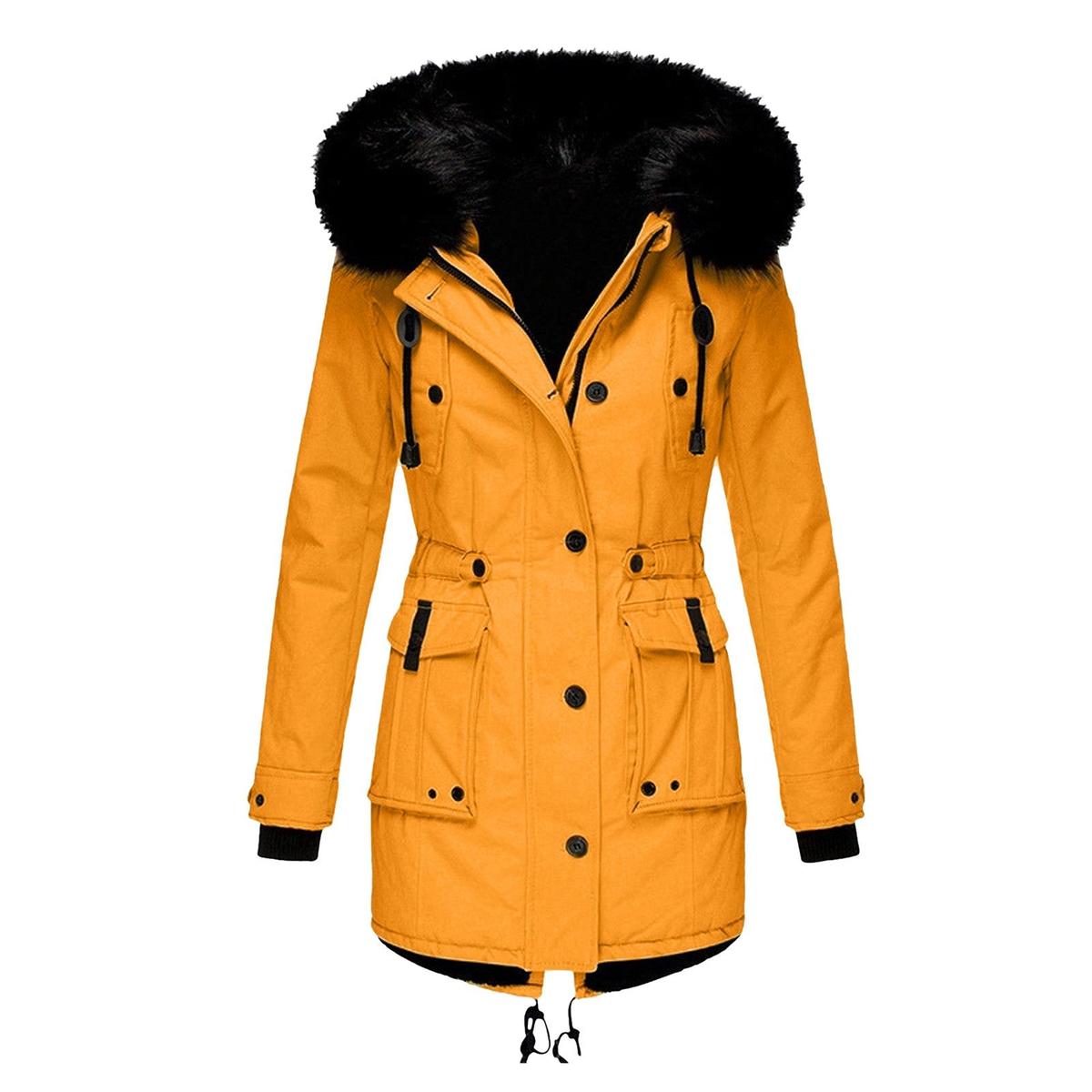 Elegant Winter Parka With Faux Fur Hood