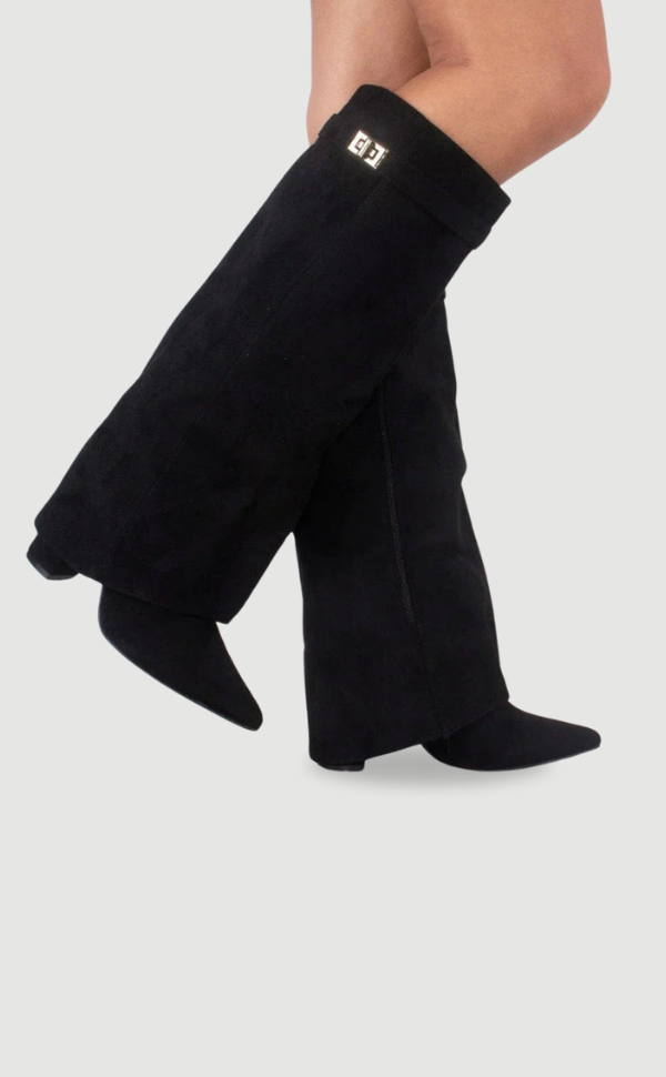 Women’s Elegant Slouch Knee-High Boots – Black Suede Edition